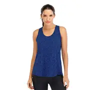 Nevenka Workout Tops For Women Loose Fit Mesh Backless Quick-drying Vest-Dark Blue-202088