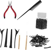 DRESSOOS 1 Set Hair Extension Tools Kit for Hair Tinsel and Extensions Includes Crochet Hook Beads and Threader Tool for Styling and Fashionable Hairstyles Color Random Color