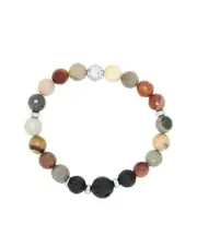 Polychrome Jasper and Lava Aromatherapy Essential Oil Diffuser Bracelet - Gift idea