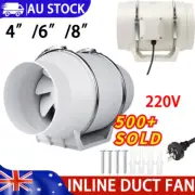 Silent 4/6/8" Duct for Hydroponic Inline Exhaust Industrial Fan Vent