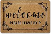 Julia Funny Welcome Rug Personalized Doormat Welcome Please Leave by 9 Doormat Please Leave Rugs (23.7 in X 15.6 in) Fabric Top with a Anti-Slip Rubber Back for The Entrance Way Indoor Rug