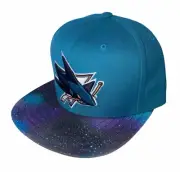 San Jose Sharks Purple Star Galaxy Brim Mitchell & Ness SnapBack Teal