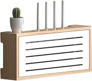 Solid Wood Wall Mounted Router Storage Box for TV Set Top Box and Wireless WiFi Router 45cm Length Shielding Storage Shelf for Socket nization