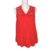 Ted Baker London Sherbey Pleated Lace Blouse Bright Red NWT