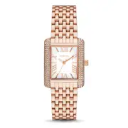 Michael Kors Emery Three Hand Rose Gold Tone Stainless Steel Watch MK4743 White