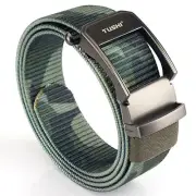 Mens Trouser Belt Weave Waistband Metal Automatic Buckle Business Sports Belts