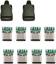 Cablecc 10set DIY 4pin USB 2.0 Type C Female Socket Connector SMT Type with PC Board & Housing & 3.0mm SR