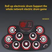 Foldable Roll Up Electronic Drum With Audio Horn Rechargeable Desktop Drum Pad