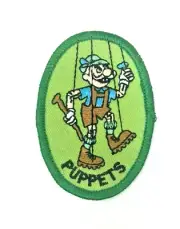 PATCH GSA Girl Scouts Puppets Strings Boots Mustache Old Man Green Brown