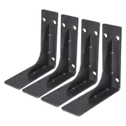 4pcs Black Shelf Brackets 6 inch Iron L Wall Mounted Shelf Support Wall Hanging