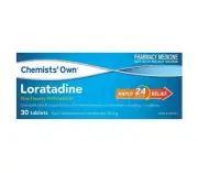 Chemists Own Loratadine 10mg Non-Drowsy Antihistamine 24hour Relief 30 Tablets
