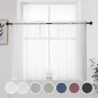 Short White Sheer Curtains 36 Inches 2 Panels Set - Kitchen Tiers Valances Curta