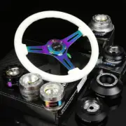 NRG 141H HUB+BLACK IRIDIUM GEN 2.0 QUICK RELEASE+3"DISH STEERING WHEEL GLOW GRIP (for: Nissan)