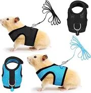 SATINIOR 2 Pieces Guinea Pig Clothes Baby Ferret Rats Hamster Soft Mesh Harness Leash Vest Set with Bell for Guinea Pigs, Hamster, Ferret, Rabbit, Chinchilla and Similar Small Animals(S)