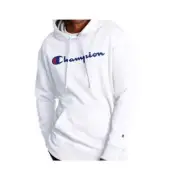 CHAMPION Pullover Powerblend Hoodie Script Logo White 1X NWT