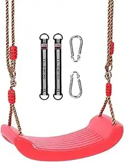 Plastic Swing Seat for Kids,Topind Non Slip Tree Swing Seat 78.74"(200cm) Adjustable Rope Swing Seat for Backyard Playground Indoor Outdoor (Red)