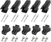 ROBAUN 10Sets SM 2 Pin Connectors SM 2.54mm Pitch Male Female Housing Terminals Crimping Wire Connector