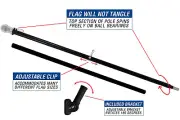 6ft Spinning Flag Pole Kit Black Flag Pole & Bracket Kit Tangle Free Flag Pole