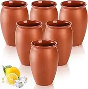 Covzoe 6 Pack Clay Drinking Cups, 15 Oz Cantaritos De Barro Mexicanos, Pottery Cocktail Glasses Patron Tequila Bottles for Tequila, Margaritas, Mojitos
