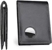 Lmtlinda AirTag Wallet Men, Bifold Genuine Leather Rfid Blocking AirTag Wallet with Cash Slots ID Window, Compatible Apple Air Tag,Holds to 12 cards with Gift Box gifts for men (Air Tag Not included)