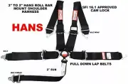 RACING HARNESS SFI 16.1 HANS CAM LOCK 5 PT ROLL BAR MOUNT BLACK RACERDIRECT