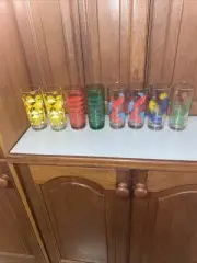 A SET OF 8 HUNGRY JACKS AUSSIE SUMMER LIMITED EDITION GLASS 50 YEARS GREEN 2021.
