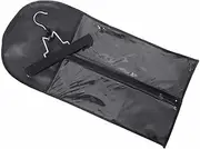 Wig Storage Bag Extensions Hair Extension Storage with Wooden Hanger + Zip Fleece Wigs Bag (Black)