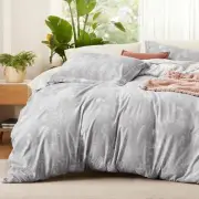 Cover Queen Size - Reversible Botanical Floral Duvet Cover Set with Zipper