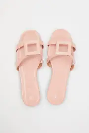 Pink Cut Out Detail Flat Slides