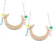 BUGUUYO 2pcs Parakeets Perch Colorful Bird for Birdcage Large Parrot Cockatiel Swing Bird Swings for Parrots Cockatiel Perch Parakeet Cage Decor Wooden
