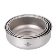 Ultralight Titanium Bowl Pan Plate Dish with Carry Bag Outdoor Portable 4Pcs Set