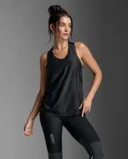 Light Speed React Singlet, 2XU, M, Black/Black Reflective, Female