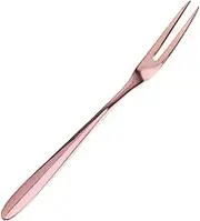 CIYODO Stainless Steel Fruit Forks Rose Gold Dessert and Beefsteak Forks Long Handle Design for Easy Serving Stainless Steel for Picnics Parties and Daily Use