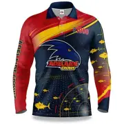 AFL Long Sleeve Fishfinder Fishing Polo Tee Shirt - Adelaide Crows - Adult