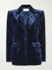 [Alex Perry] Alex Perry - Crushed-velvet Blazer - Navy - UK 6 UK 6 Blue