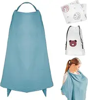 3-Piece Nursing Apron Set, Breathable Muslin Nursing Cover for Babies, Storage Bag & Muslin Cloth, Multifunctional Nursing Cover for On The Go