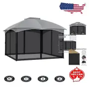 Versatile Gazebo Replacement Netting Screen with Clips for Easy Assembly - Black