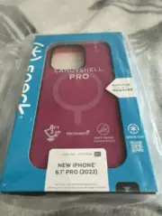 Speck iPhone 14 Pro Case - Built for MagSafe - Slim - Digital Pink, Energy Red