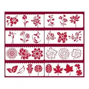 8 pcs Stencils Templates Assorted Flower Flora Leaf Drawing Painting Arts Crafts