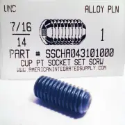7/16-14x1" Hex Socket Set Screws Cup Point Alloy Steel (5)