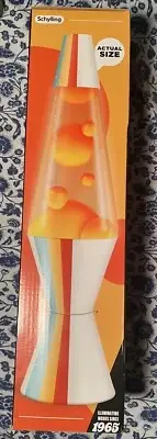 14.5" Lava Lamp Beach White Striped, Metal & Glass,E17 Bulb Inc NEW
