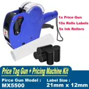 Price Tag Gun Labeller Pricing Machine Kit with 10 Rolls Labels and 5 Ink Roller