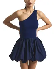 Derek Lam 10 Crosby Calla Mixed Media Compact Knit Balloon Dress