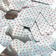 Rectangle Sequin 1.5" Red Polka Dot on Silver Metallic