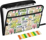 File Folder Expandable 13 Pockets A4 Letter Size with Zipper Closure for Office Supplies Paris Castel Handy Drawn para guardar documentos