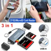CF/SD/TF Card Reader USB-A & Type C Ports Card Adapter for Laptop MacBook Phone