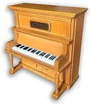Brown Wooden Upright Piano Wind up Music Box with Sankyo Musical Movement (60 Tunes Option) (Rock a Bye Baby)