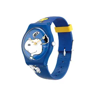 【SWATCH】史努比Snoopy限量聯名手錶HEE HEE HEE-NewGent 41mm 瑞士錶SO29Z106