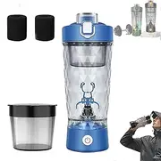 ProBlend One-Touch Shaker – Smooth Protein Mix Anywhere, USB Rechargeable Portable Electric Protein Powder Mixing Cup with Powder Box, 22oz Smart Electric Blender for Gym (Blue)