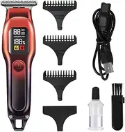 Professional Hair Clippers & Trimmer for Barbers, Whisper Quiet Barber Clipper with 3 Limit Combs, Cordless Beard Trimmer for Barbers And Stylists,Red